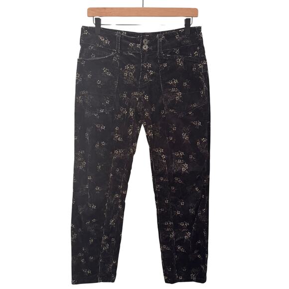 Anthropologie Pilcro The Wanderer Corduroy Pants Black Floral Size 26 - Picture 6 of 16